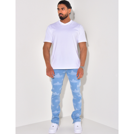 Jeans à motifs nuages Jeans à motifs nuages