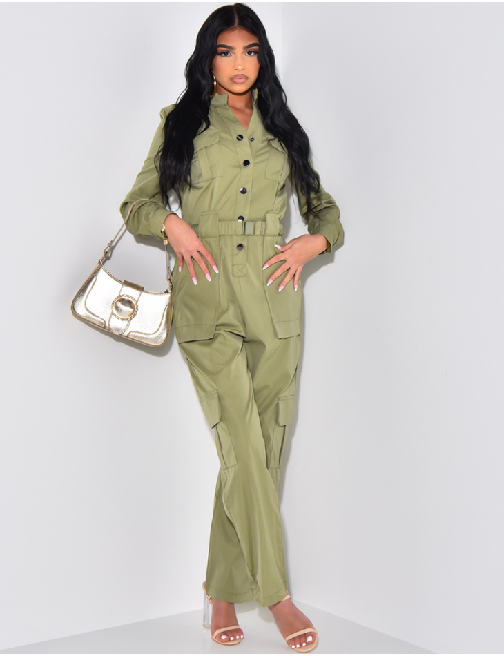 Combinaison ceinturée à poches cargo