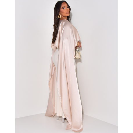 Long dress with satin collar veil Long dress with satin collar veil