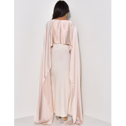 Long dress with satin collar veil Long dress with satin collar veil