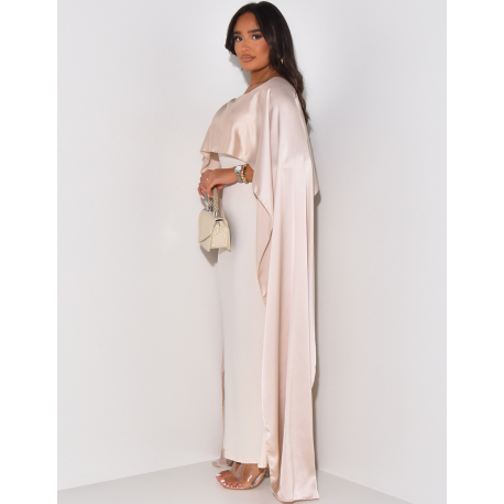 Long dress with satin collar veil Long dress with satin collar veil