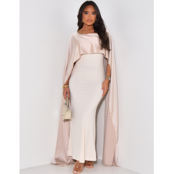 Long dress with satin collar veil Long dress with satin collar veil