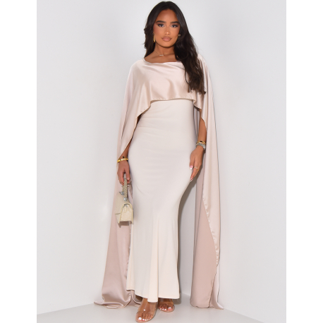 Long dress with satin collar veil Long dress with satin collar veil