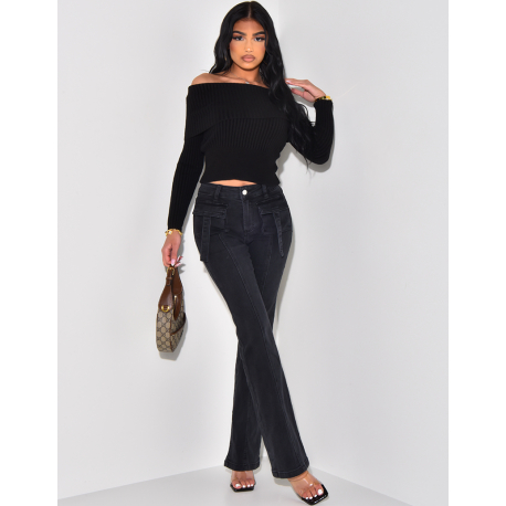 Flare Jeans mit Stretch Vordertaschen im Cargo-Stil