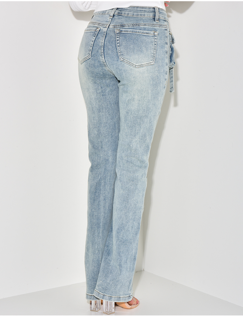 Pantalon Patte Jean Slim A Fente Stretchy Leg Jeans With Front