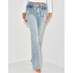 Jeans pattes d'eph à couture contrastante