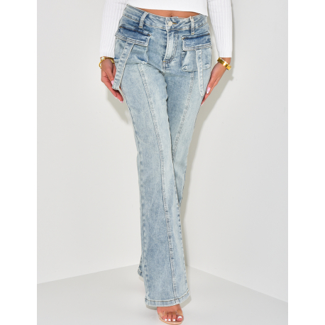 Jeans pattes d'eph à couture contrastante