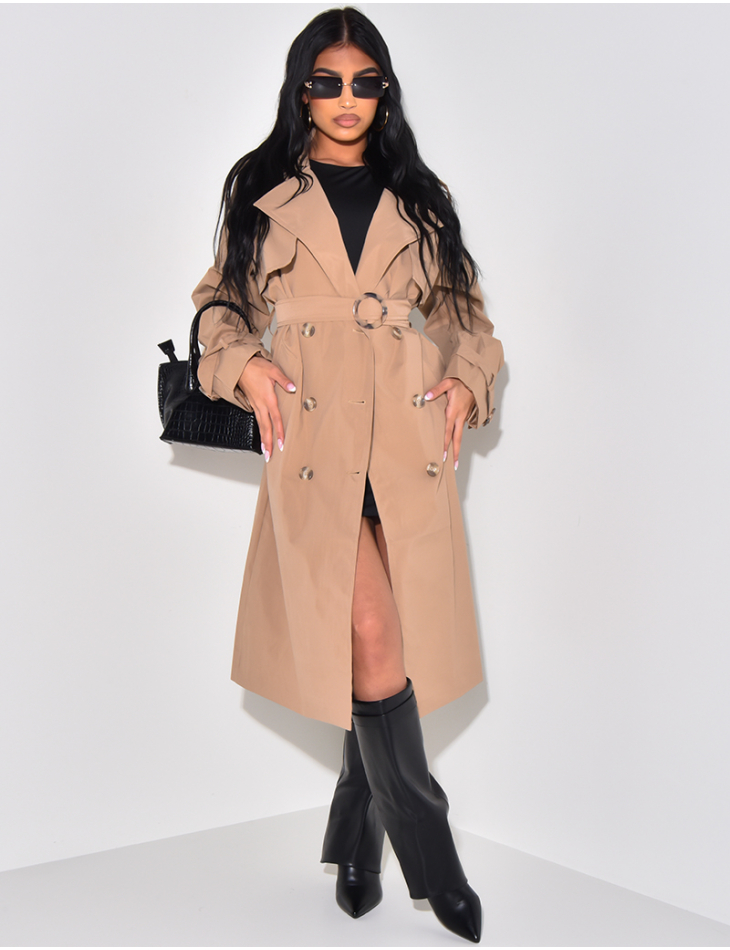 Trench oversize à ceinture à la taille Trench oversize à ceinture à la taille