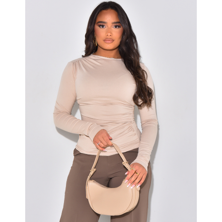 Shirred top, long sleeves