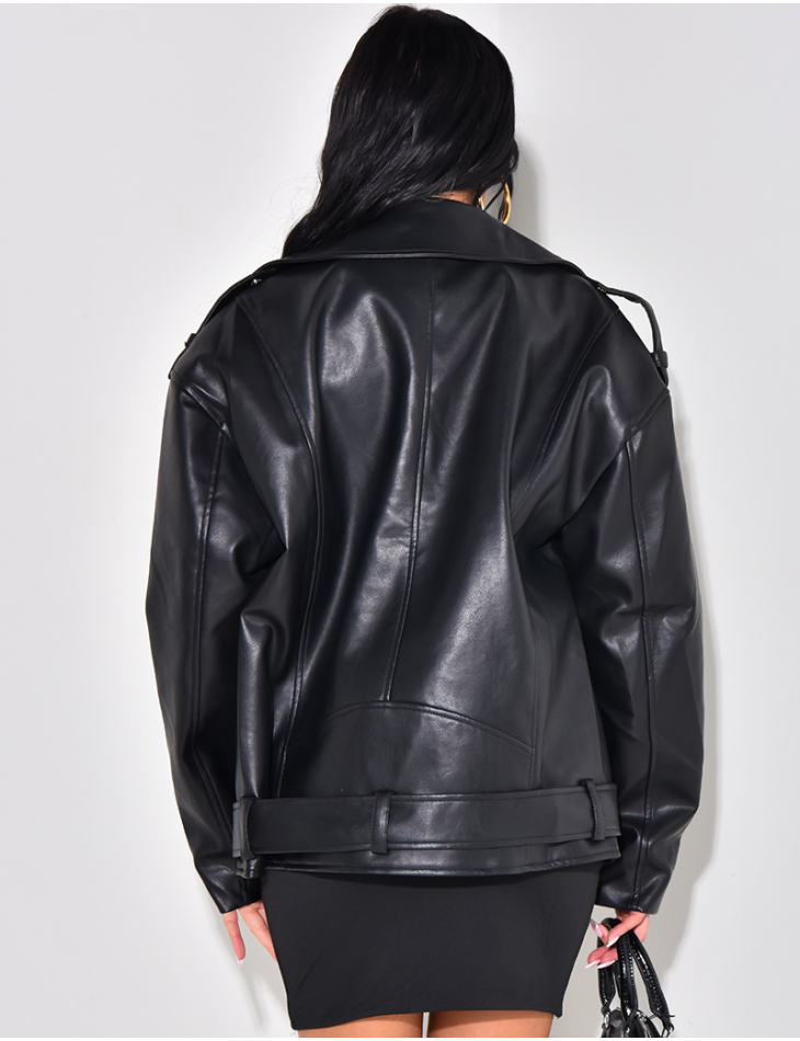 Oversized perfecto in vegan leather