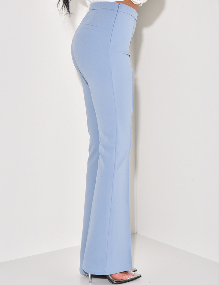 Pantalon de tailleur taille haute coupe flare