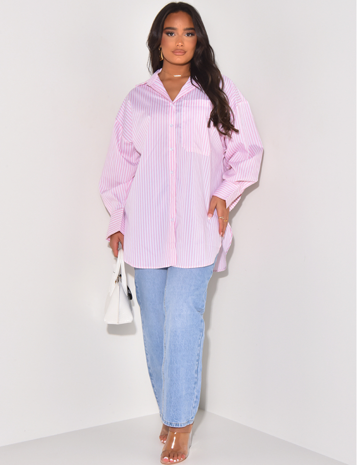 Oversized striped shirt dress