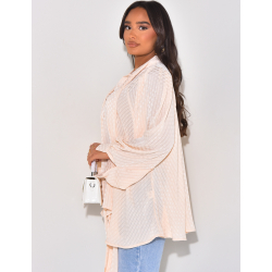 Chemisier à motif damier ton sur ton à nouer au col Chemisier à motif damier ton sur ton à nouer au col