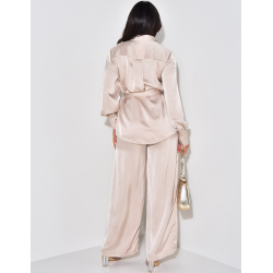 Shirt with pockets and satin trousers set Shirt with pockets and satin trousers set