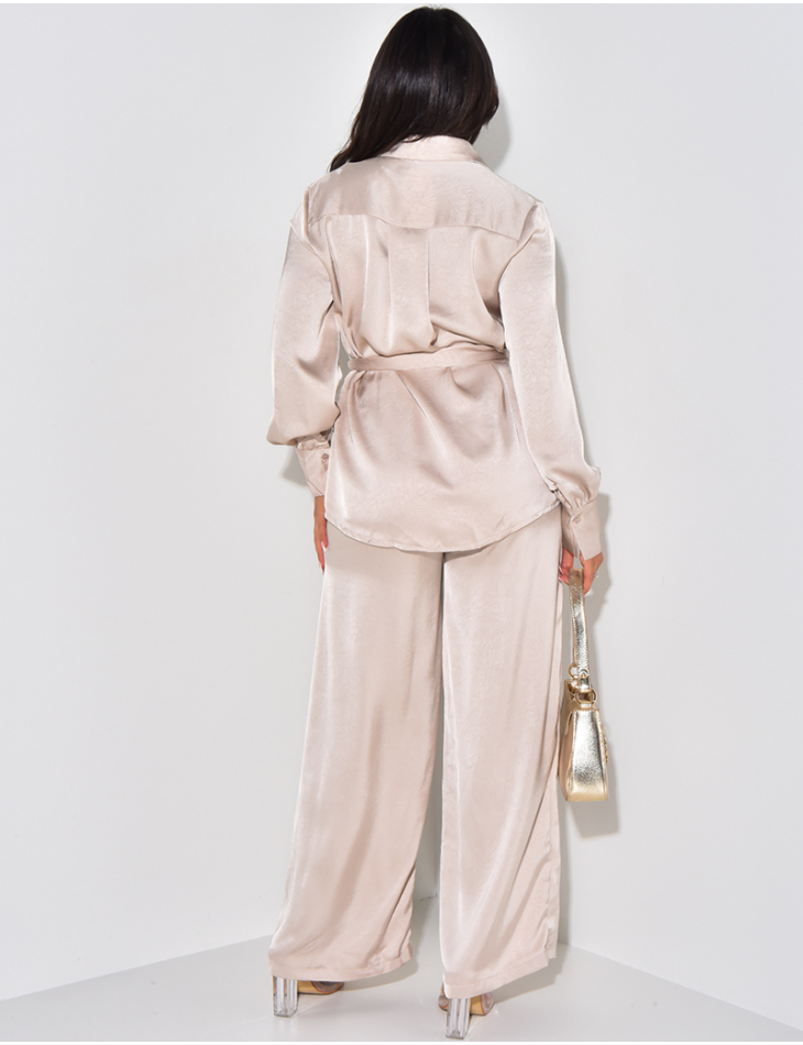 Shirt with pockets and satin trousers set Shirt with pockets and satin trousers set
