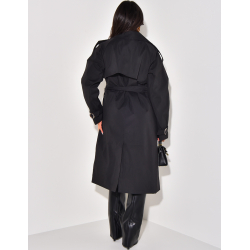 Oversized trench coat with waist belt