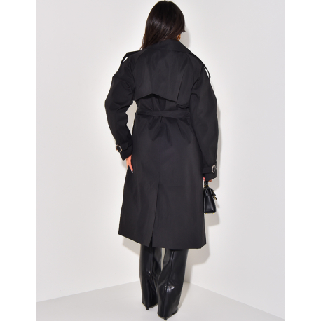 Oversized trench coat with waist belt