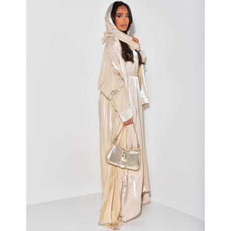 Ensemble 3 pièces, Robe, Kimono et Voile irisé