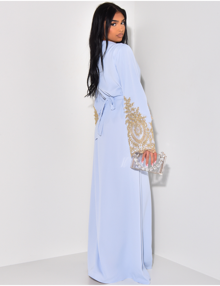 Embroidered kimono abaya discount