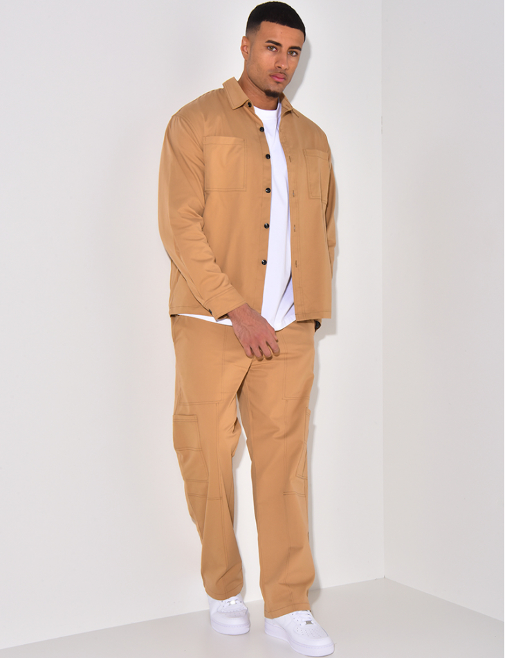 Ensemble pantalon à poches et chemise manches longues