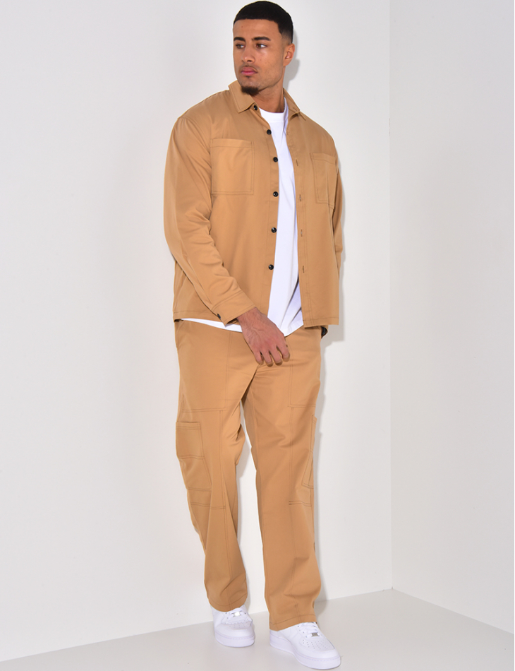 Ensemble pantalon à poches et chemise manches longues