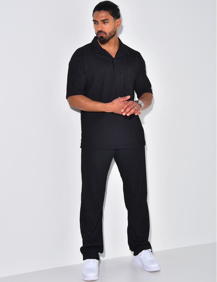 Ensemble pantalon et polo texturé Ensemble pantalon et polo texturé