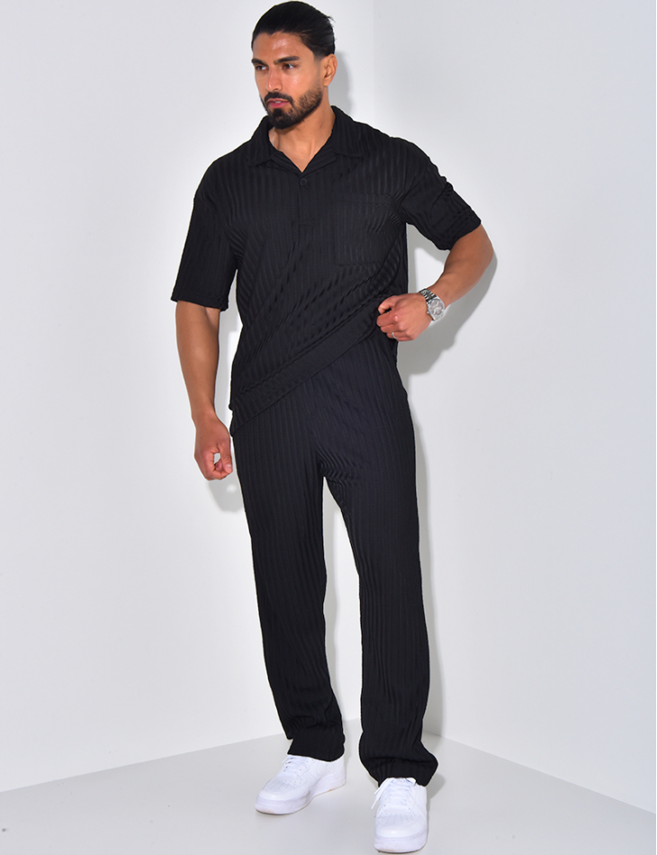 Ensemble pantalon et polo texturé Ensemble pantalon et polo texturé