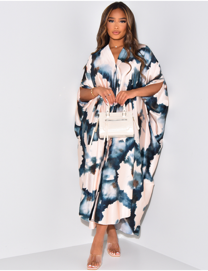Oversized flowing shirt dress with spotty pattern