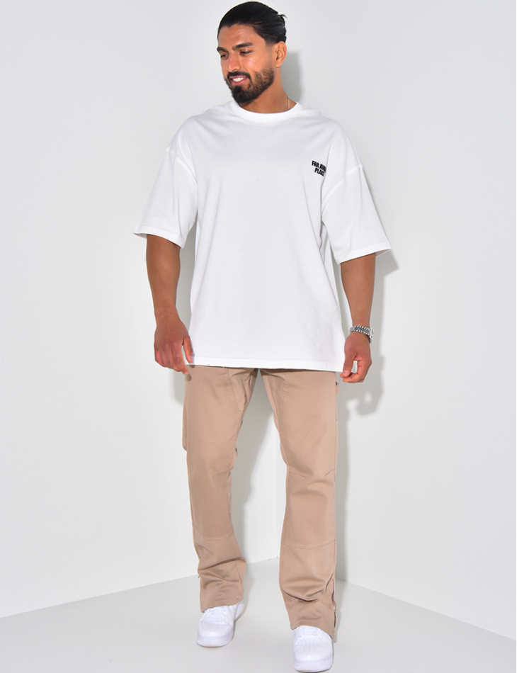 Jeans large à fermeture éclaire aux chevilles Jeans large à fermeture éclaire aux chevilles