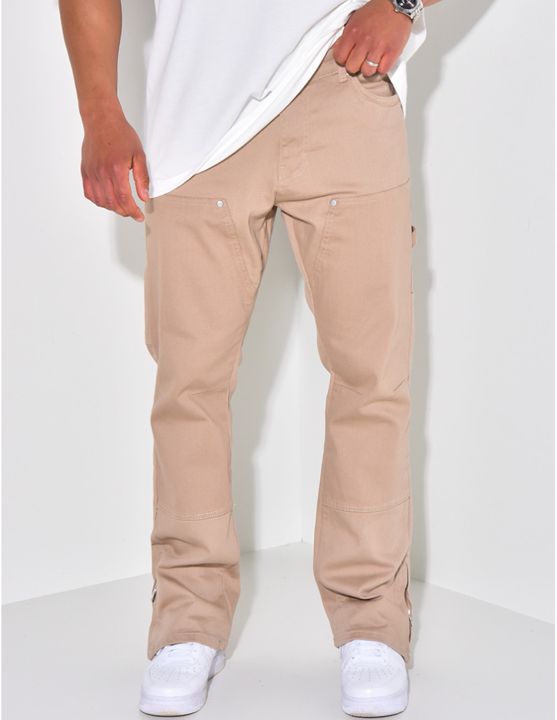 Jeans large à fermeture éclaire aux chevilles