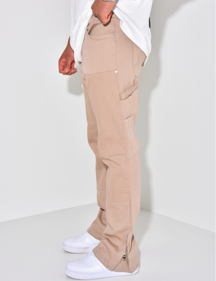 Jeans large à fermeture éclaire aux chevilles Jeans large à fermeture éclaire aux chevilles