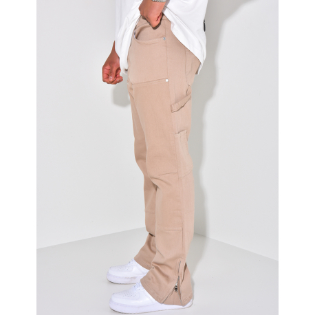 Jeans large à fermeture éclaire aux chevilles Jeans large à fermeture éclaire aux chevilles