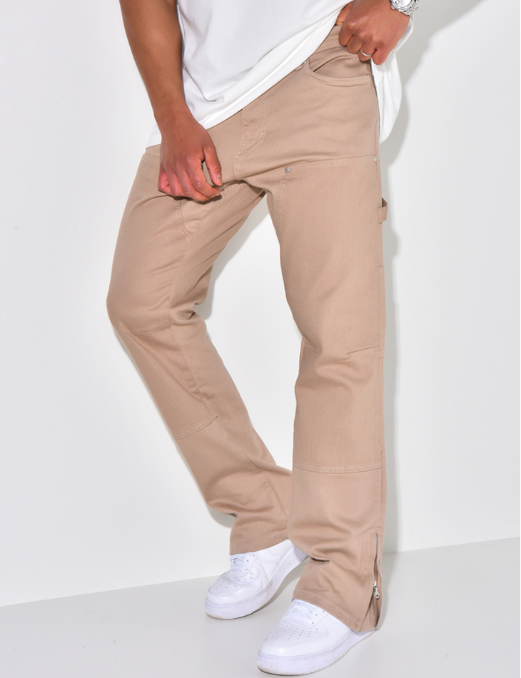 Jeans large à fermeture éclaire aux chevilles Jeans large à fermeture éclaire aux chevilles