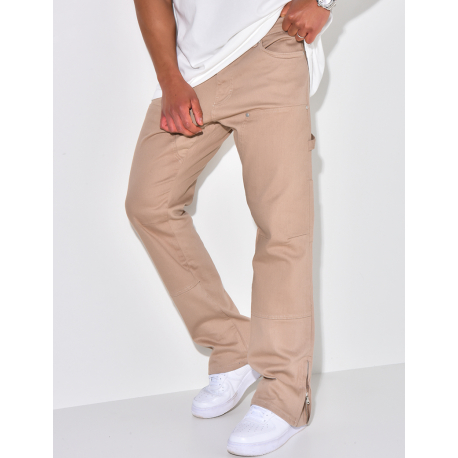 Jeans large à fermeture éclaire aux chevilles Jeans large à fermeture éclaire aux chevilles