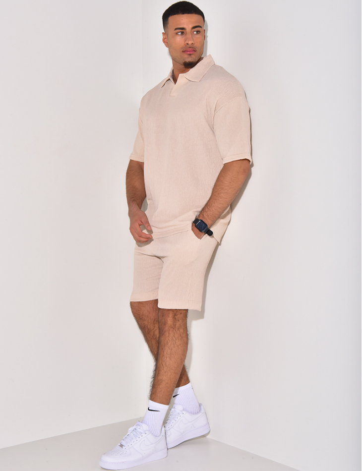 Ensemble short et polo texturé Ensemble short et polo texturé