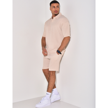 Ensemble short et polo texturé Ensemble short et polo texturé