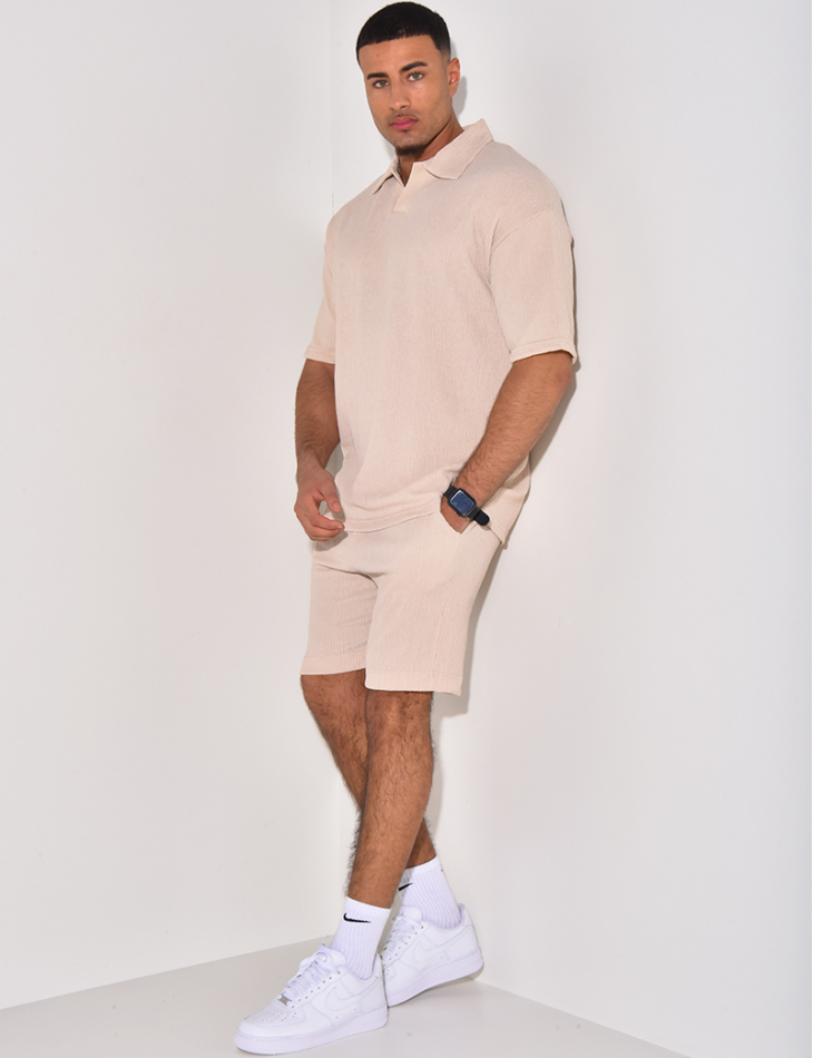 Ensemble short et polo texturé Ensemble short et polo texturé