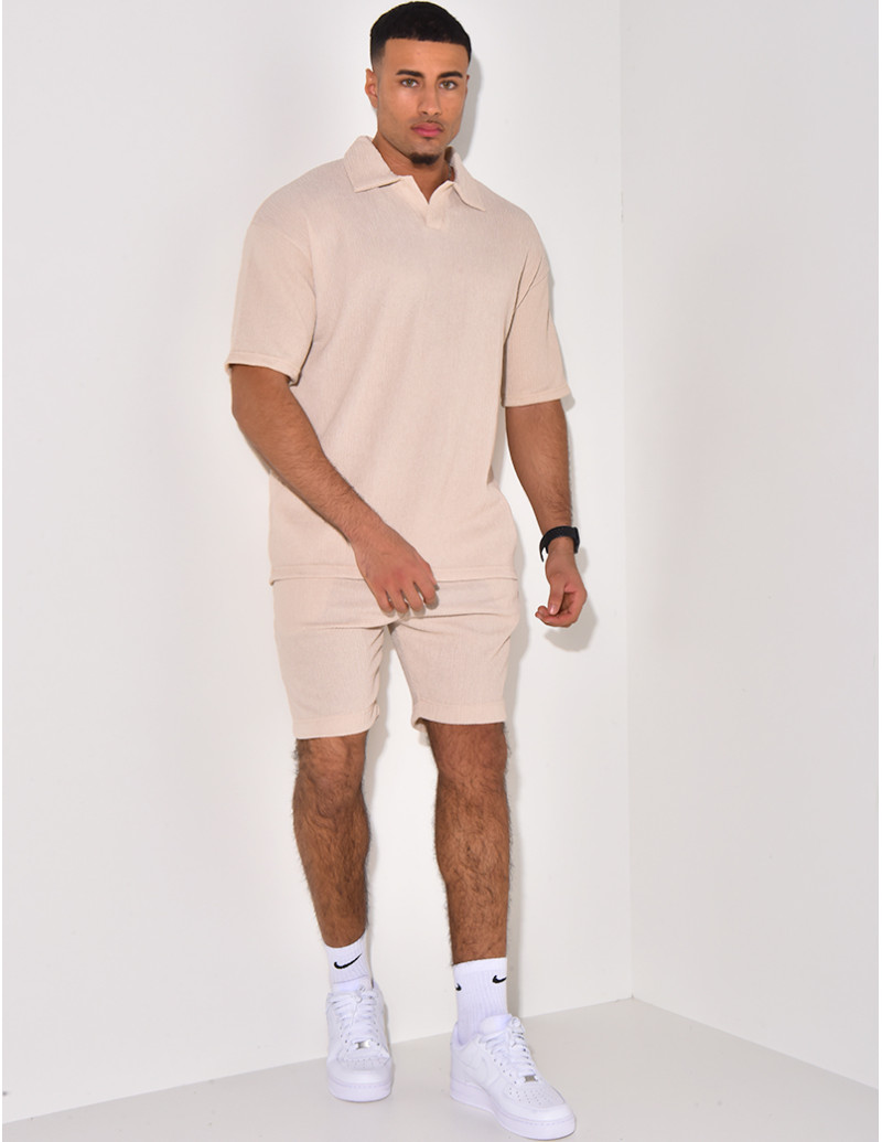 Ensemble short et polo texturé