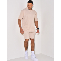 Ensemble short et polo texturé Ensemble short et polo texturé