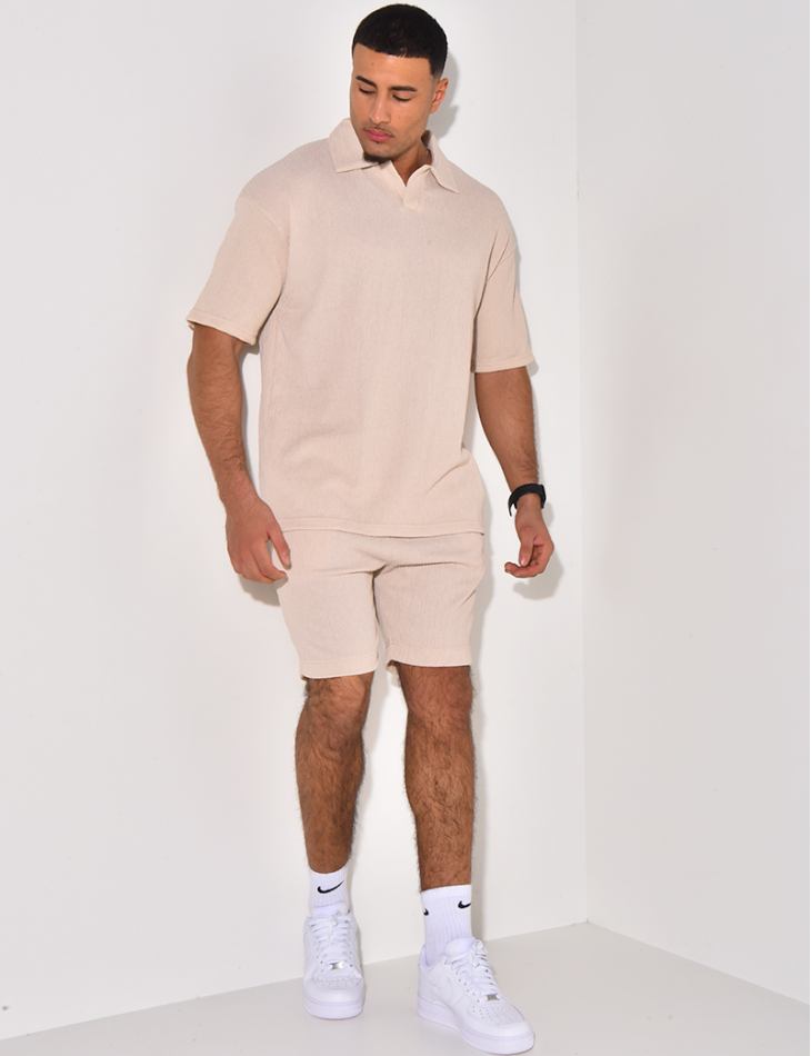 Ensemble short et polo texturé Ensemble short et polo texturé