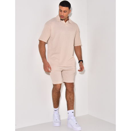Ensemble short et polo texturé Ensemble short et polo texturé