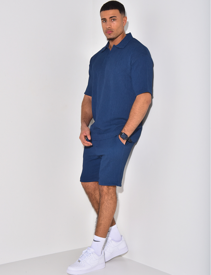Ensemble short et polo texturé