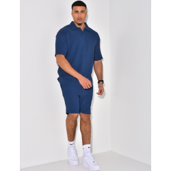 Ensemble short et polo texturé