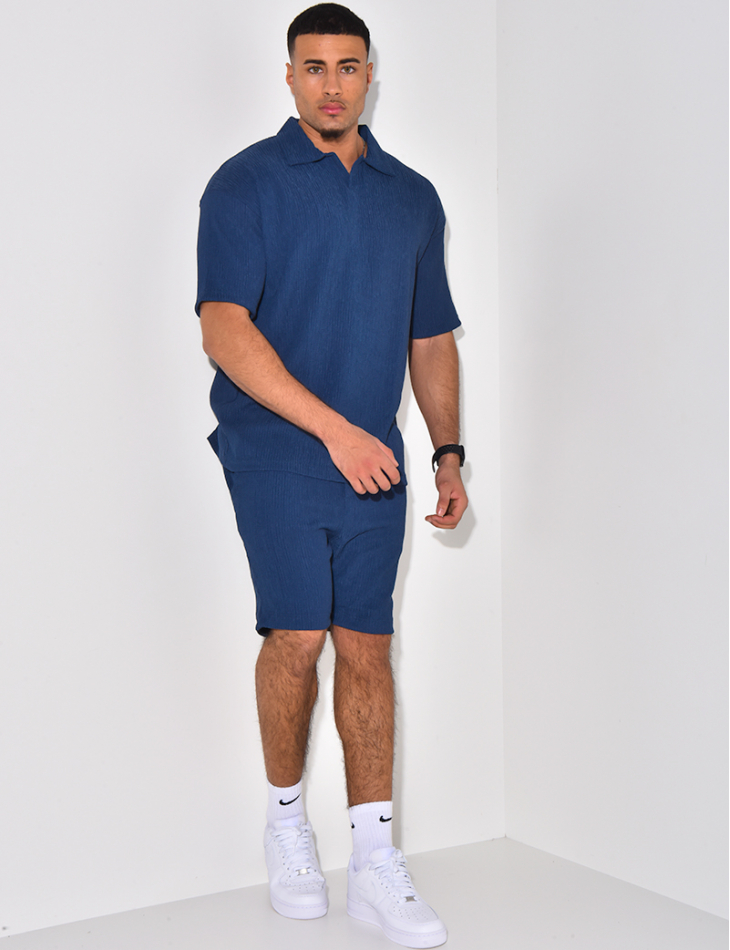 Ensemble short et polo texturé