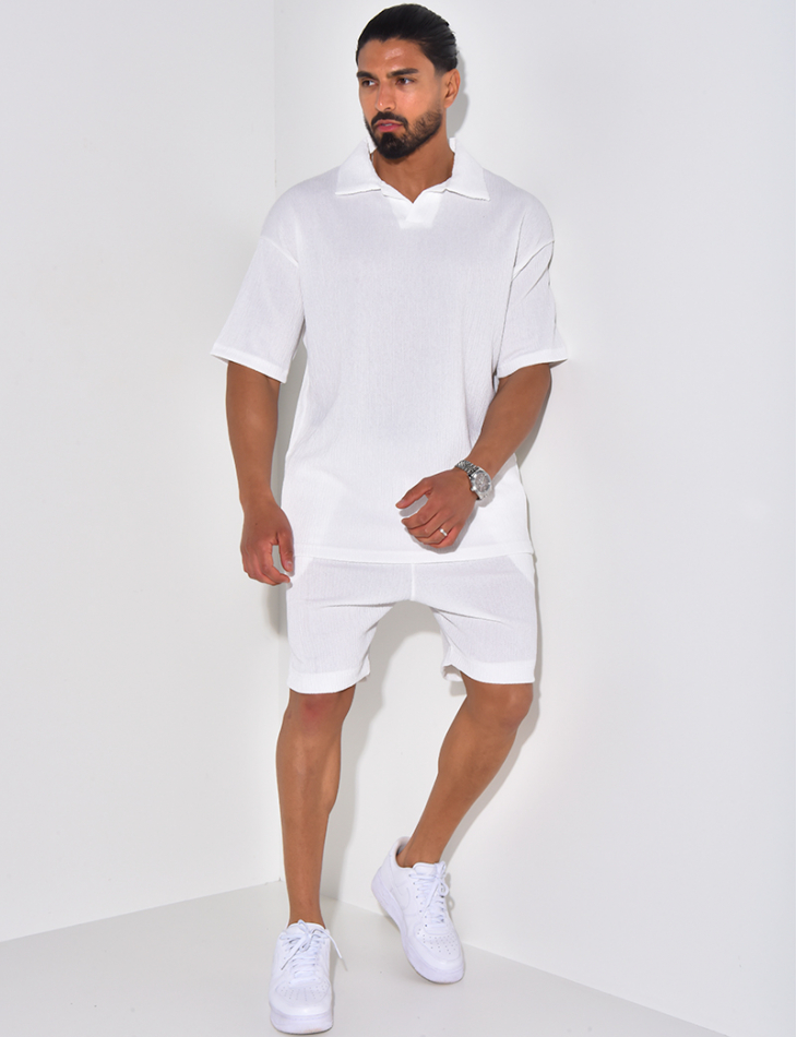 Ensemble short et polo texturé Ensemble short et polo texturé
