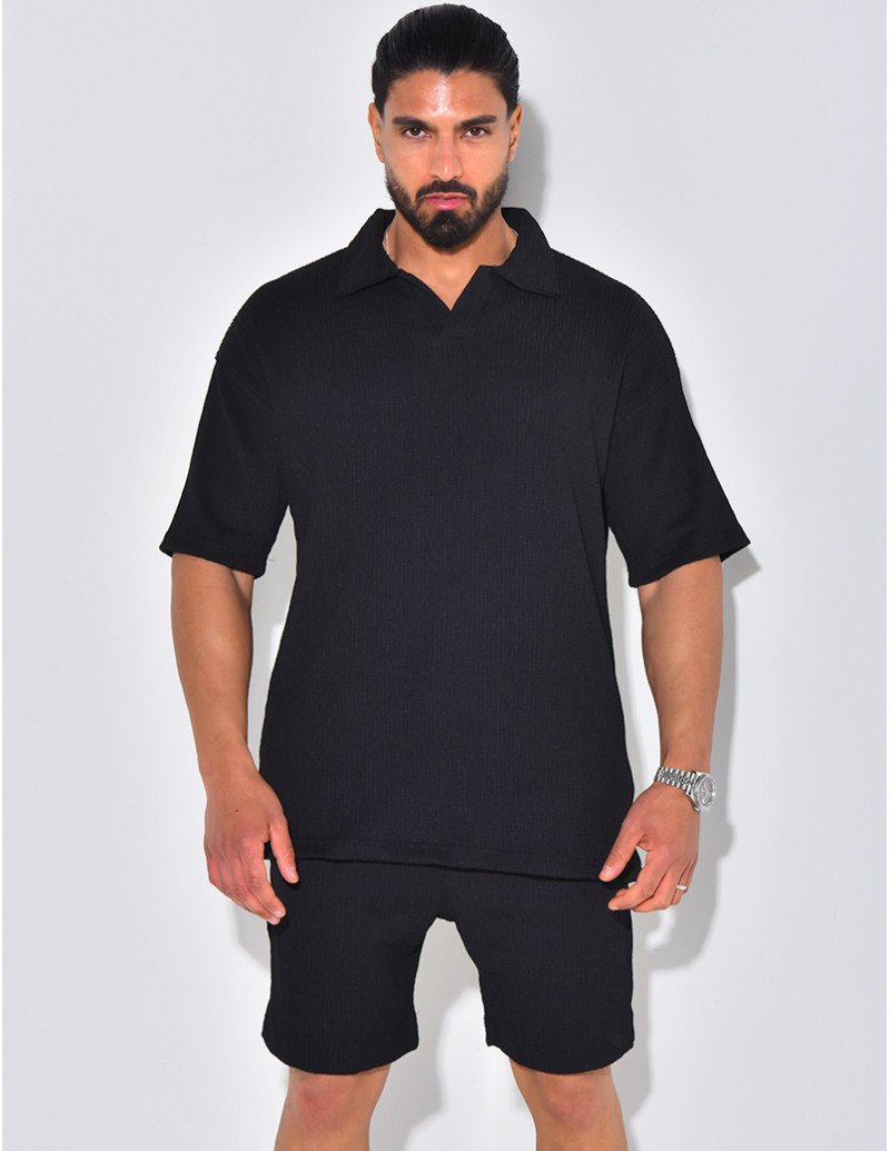 Ensemble short et polo texturé