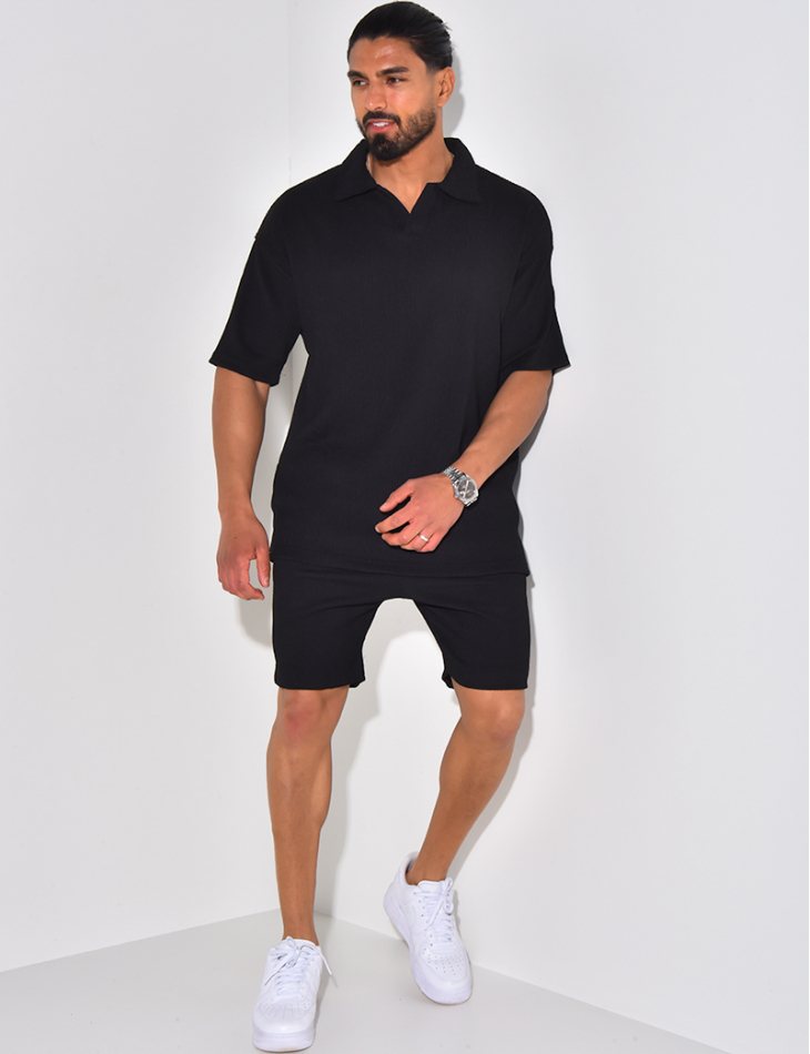 Ensemble short et polo texturé Ensemble short et polo texturé
