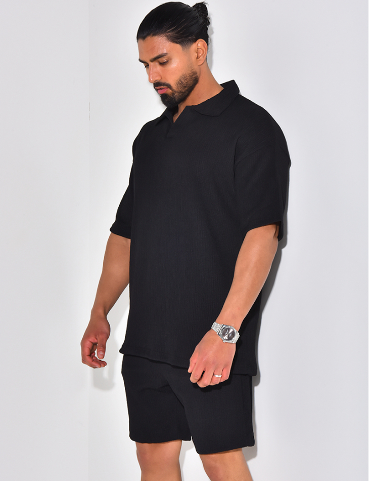 Ensemble short et polo texturé Ensemble short et polo texturé
