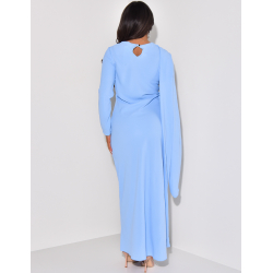 Bodycon long dress with scarf collar