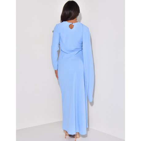 Bodycon long dress with scarf collar